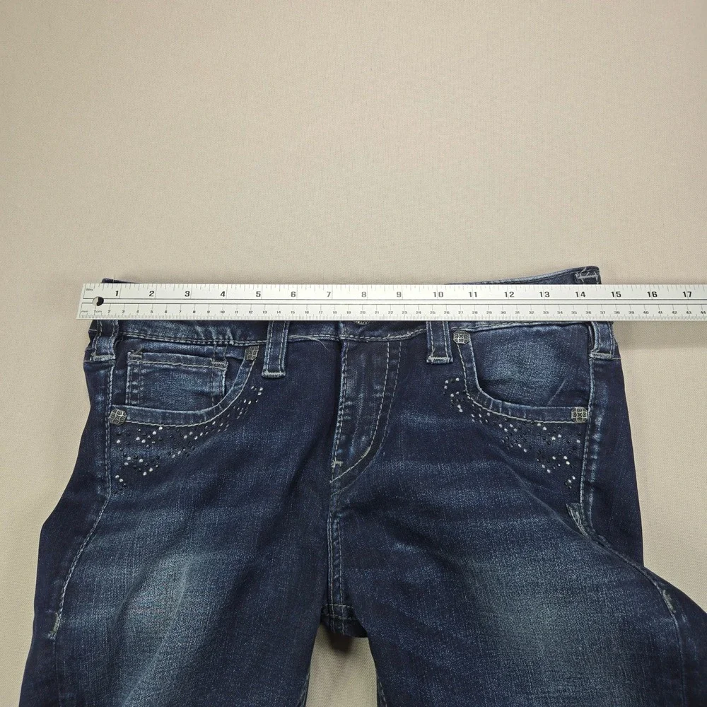 Silver Jeans Suki Super Skinny Rhinestone Mid Rise Dark Wash Womens 29x31 - Picture 12 of 14